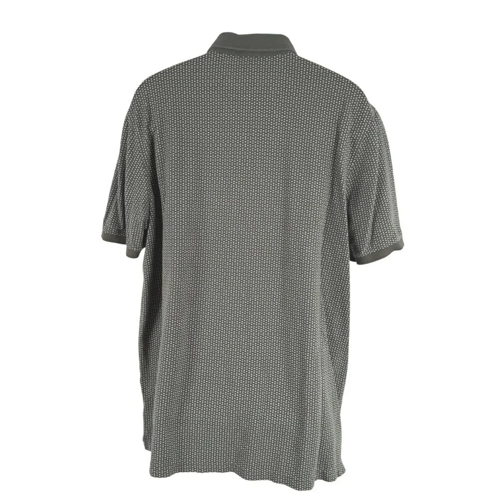 Banana Republic Polo Shirt 2XLT Short Sleeve Olive‎ Green White Printed TP-3631